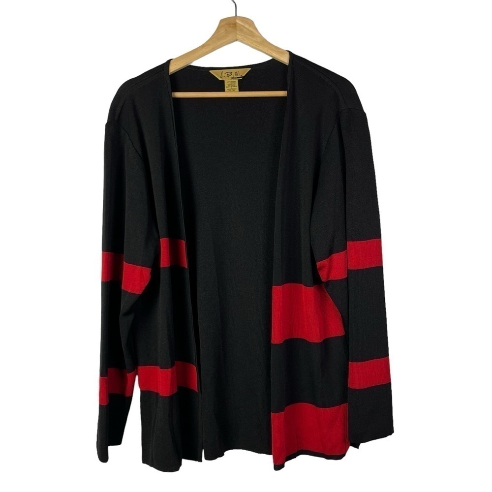 Vintage JBM Studio Black & Red Stripe Cardigan Sweater L